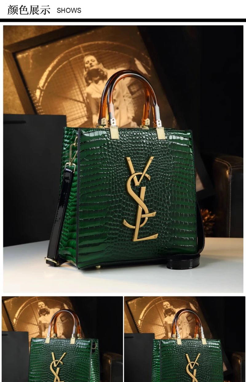 Genuine Leather Women Handbags Alligator Pattern Large Capacity Tote Bag Fashion Mother Bag 2025 New All-match Portable Bags