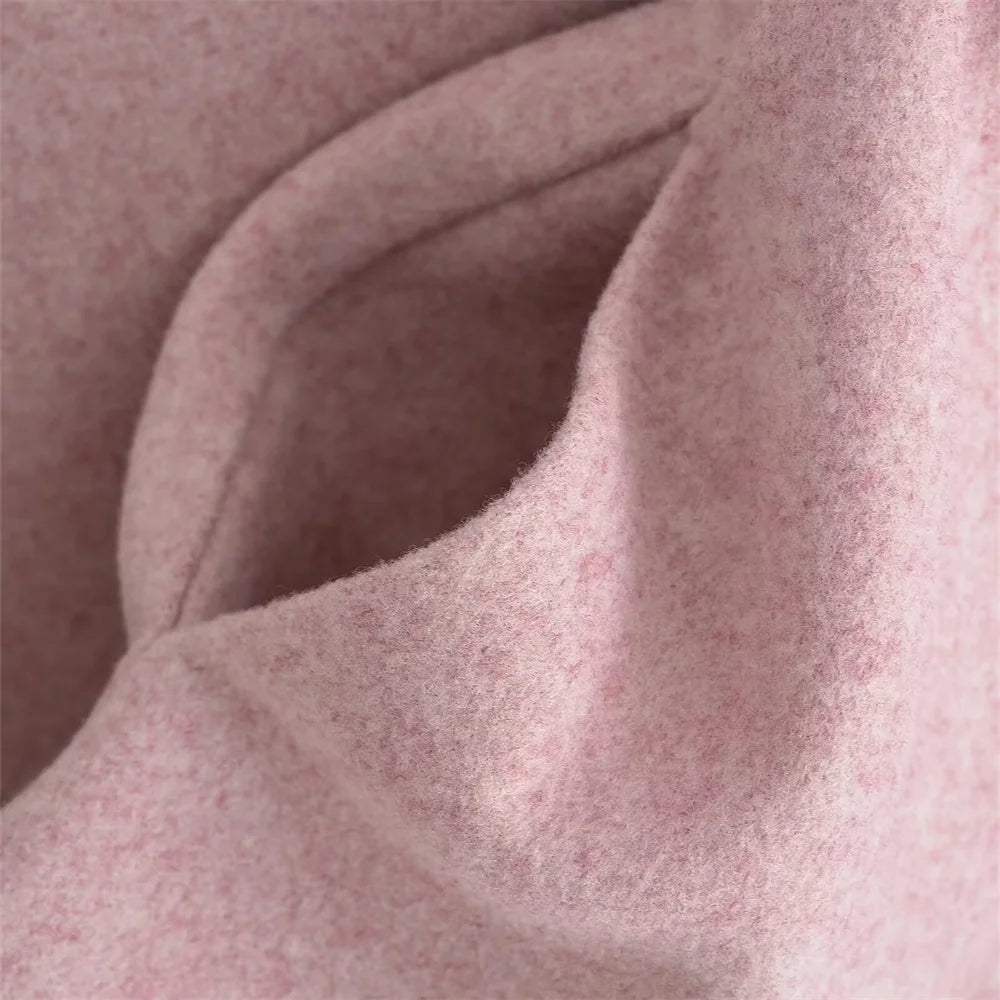 Casaco de lã feminino elegante e casual versátil de manga comprida e abotoamento simples