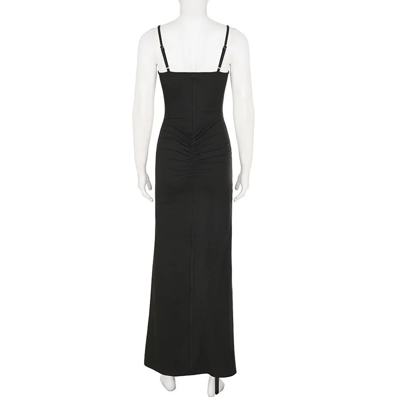 Sexy Bodycon High Slit Tank Dress Women Solid Off Shoulder Slip Dress