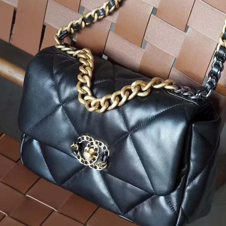 Couro diamante grade corrente saco feminino novo estilo de ombro único commuter pequeno design crossbody saco grande capacidade - CRAVO ROSE