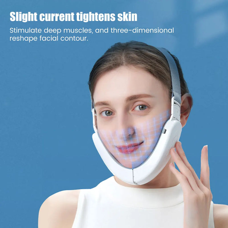 Dispositivo elétrico para lifting facial em V, terapia de fótons LED, microcorrente, endurecimento da pele, removedor de papada, massageador EMS para emagrecimento facial