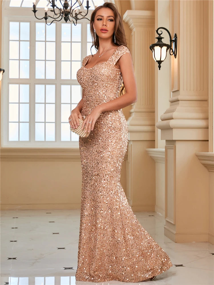 iDress Luxury Sequin Dress Sexy Dark Green Sequined Dress Sexy Shiny Off Shoulder Mermaid Formal Women Elegant Party Dresses
