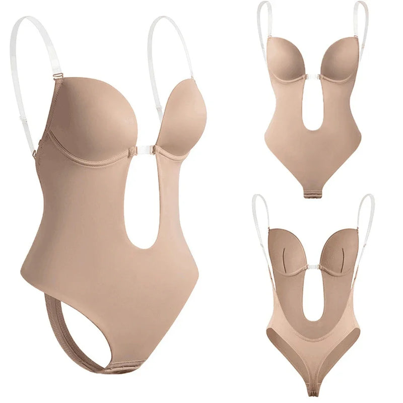 Sutiã modelador de corpo inteiro feminino, sem costas, tanga, modelador invisível, controle de barriga, cintas, bainha, roupa íntima emagrecedora