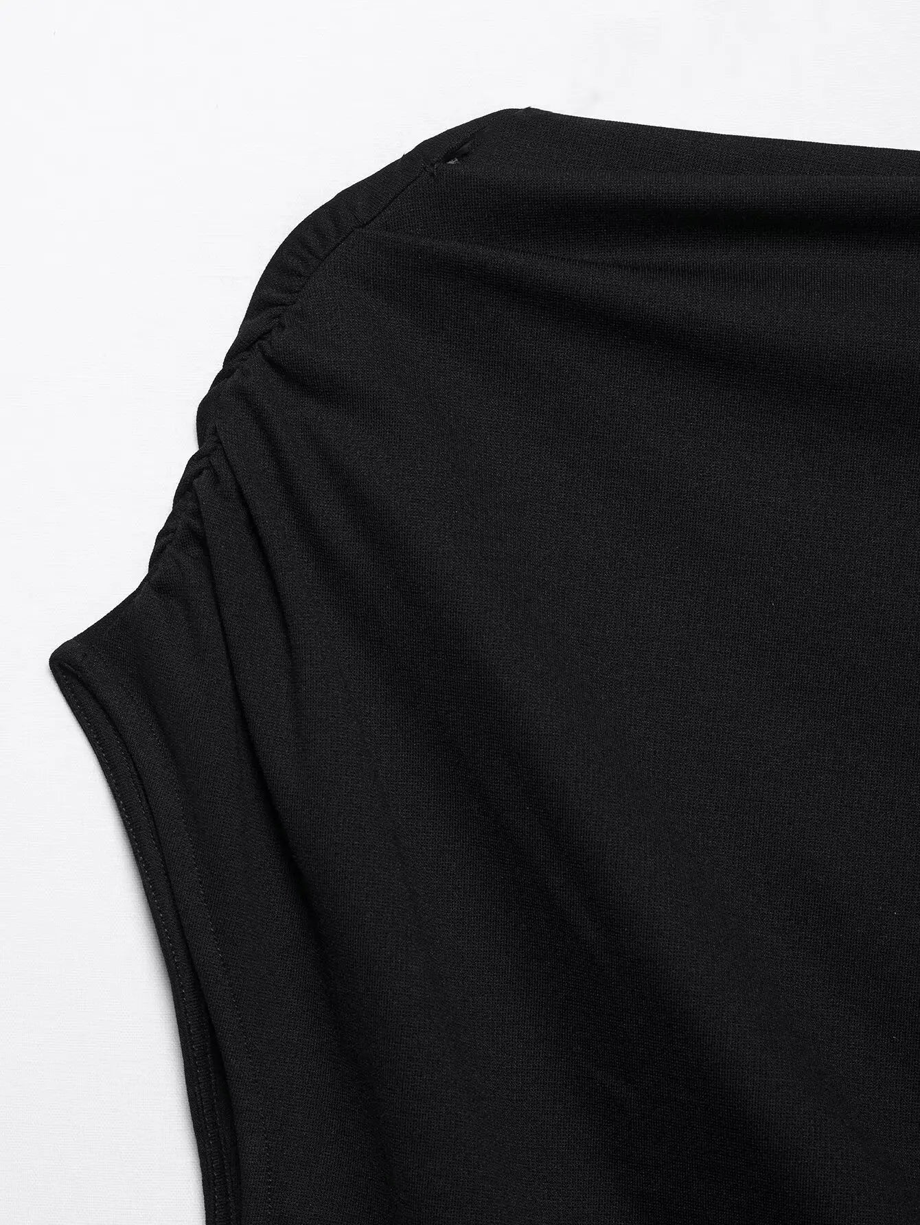Nlzgmsj  2025 Summer Women's Ruched Asymmetric Crop Tops Women Casual Sleeveless Streetwear Short Tops
