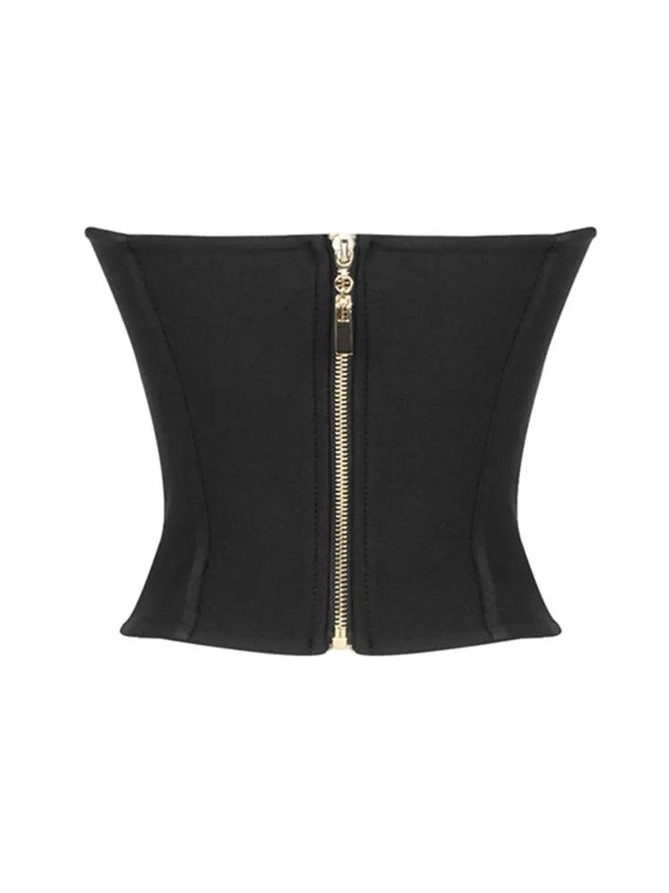 2023 Summer Women Black Elastic Bandage Tops Chic Strapless Sweatheart Bust Corset Crop Top High Street Evening Club Party Tops - CRAVO ROSE