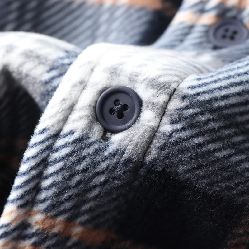 Thickened Plaid Shirt Coat Couples Style Fleece Lined Lamb Fur Casual Warm Outerwear for Men And Women Polyester Fabric