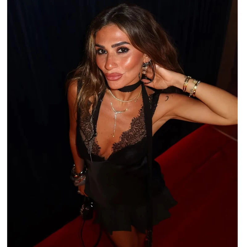 MUJER Women's Tops Sexy Lace Corset Top Woman Black Satin Backless Tops for Women off Shoulder Camisole Night Sleeveless Tops