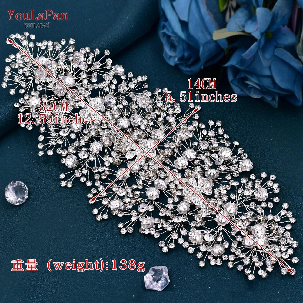 YouLaPan Bridal Crown Wedding Headband Rhinestone Brides Diadem Pageant Wedding Hair Accessories Woman Tiara and Headdress HP240