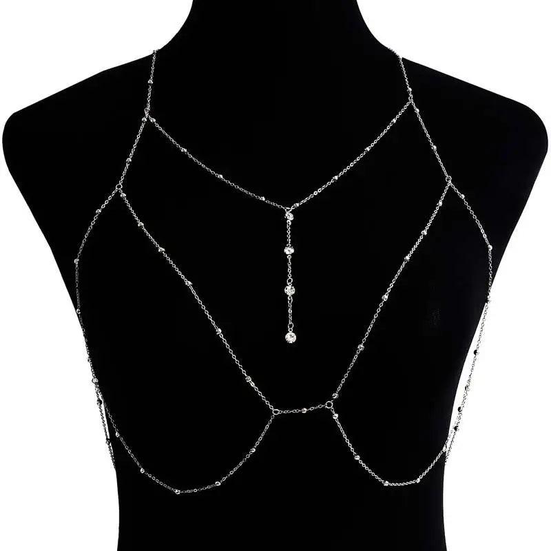 Summer Sexy Chest Chain Bra Bikini Metal Body Chain Jewelry for Women Beach Harness Crystal Body Chain Decoration Jewelry - CRAVO ROSE