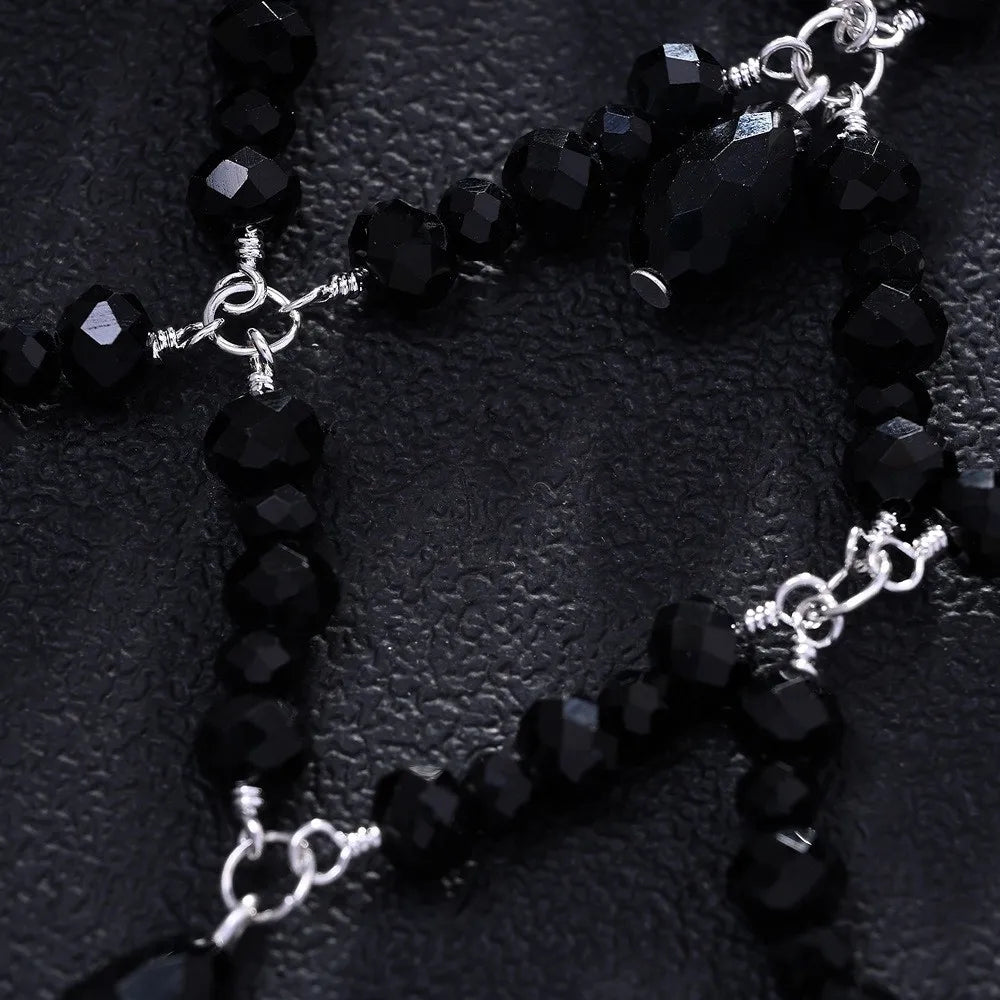 Fashion Rhinestone Pendant Hair Chain Black Bridal Forehead Chain Women Headwrap Wedding Gift