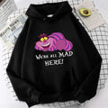 Moletons com capuz Alice no País das Maravilhas, gato de Cheshire, feminino, moletom com capuz, estilo mangá, Harajuku, feminino