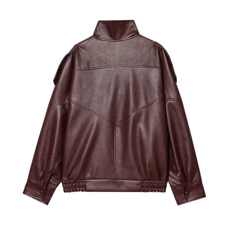 MUJER Faux Leather Jackets for Women Oversize Women's Bomber Jacket Fashion Winter Womens Coats Outerwears Demi-season Jackets