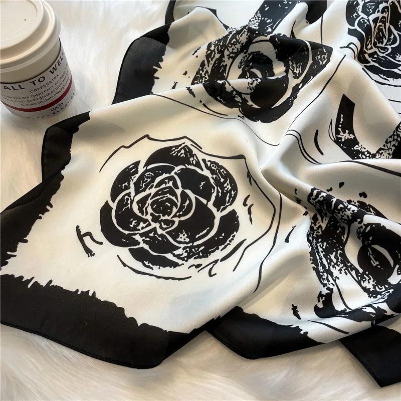 2024 Fashion Luxury Brand 70cm Silk Square Scarf Women Satin Neck Tie Female Hair Bandana Headkerchief Shawl Wrap Hijab Echarpe - CRAVO ROSE