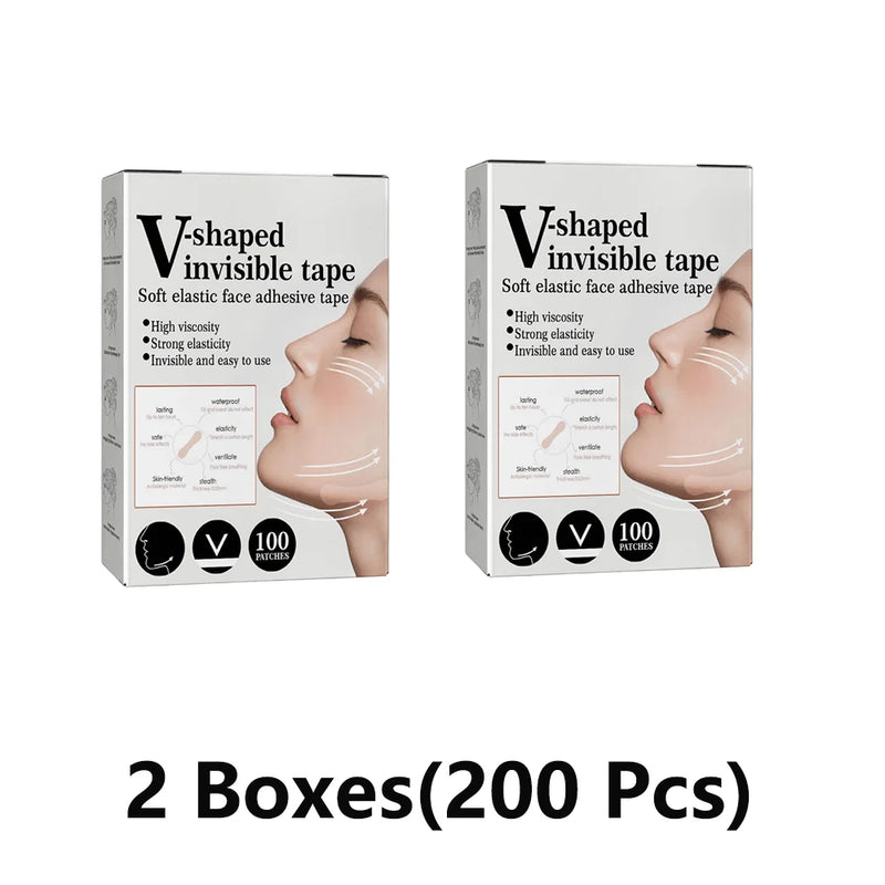 Adesivo facial fino com 100 peças, adesivo invisível para lifting facial, adesivo em V, fita adesiva antirrugas respirável, adesivo para lifting de queixo, cuidados com a pele