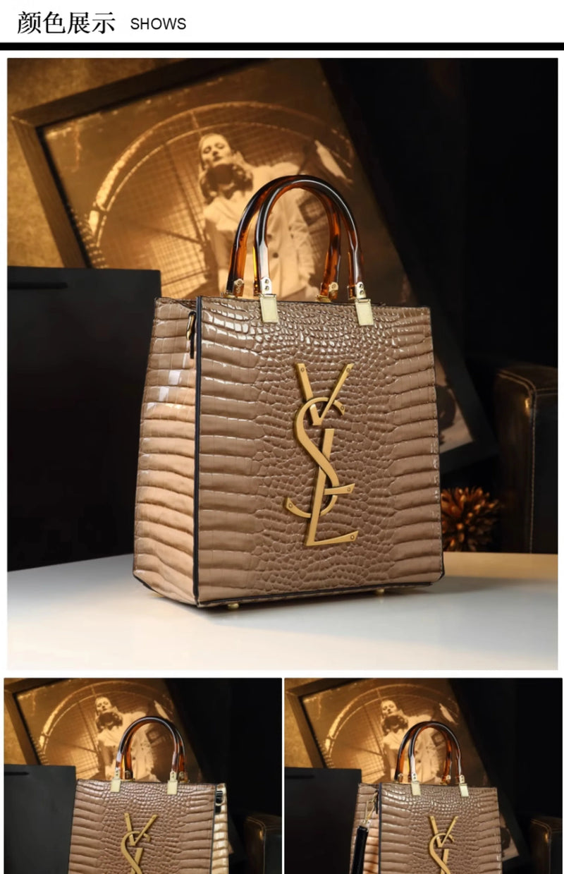 Genuine Leather Women Handbags Alligator Pattern Large Capacity Tote Bag Fashion Mother Bag 2025 New All-match Portable Bags