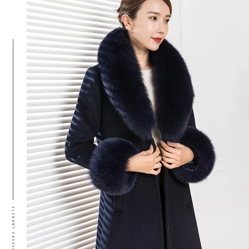 Luxury 2025 Real Fox Fur Collar And Cuffs Set for Women Winter Neck Warmer Fashion Scarf ShawlS Wrap Combo Large Size Furry Fur