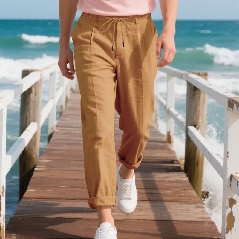 Men's Loose Casual Loose Straight Linen Naples Gurg Breathable Pants Men Clothing Trousers Traf Homme Pantalones Sweatpants