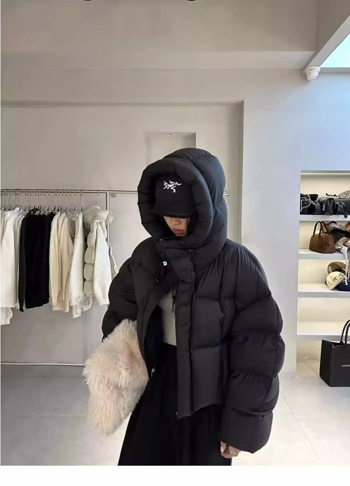 Sli ort Cotton Jaet Women's Winter Faion Bread Design Hooded American Sle Cact Size Ladies' Korean Version Coat