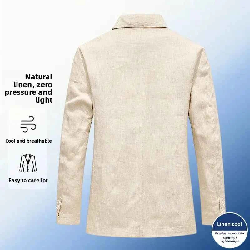 Linen Sun Protection Jacket Blazer - Men's Fashionable Business Casual Versatile and Comfortable Ice Sensation Breathable Blazer