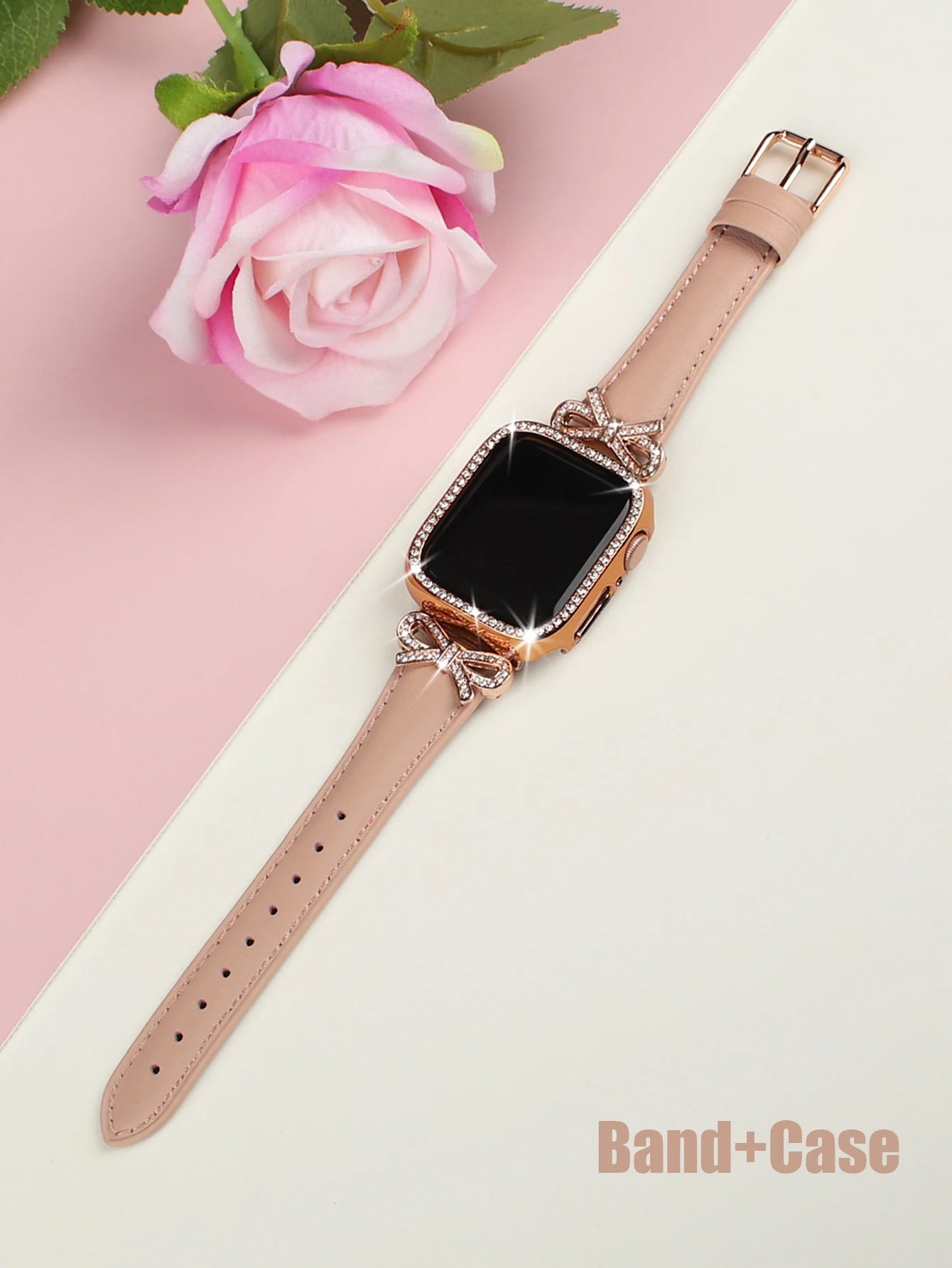 Bow strap+Diamond case for Apple Watch 40/41/42/44/45/46/49 For Fashion+Elegant Women's iWatch series11 10 987 654 accessories