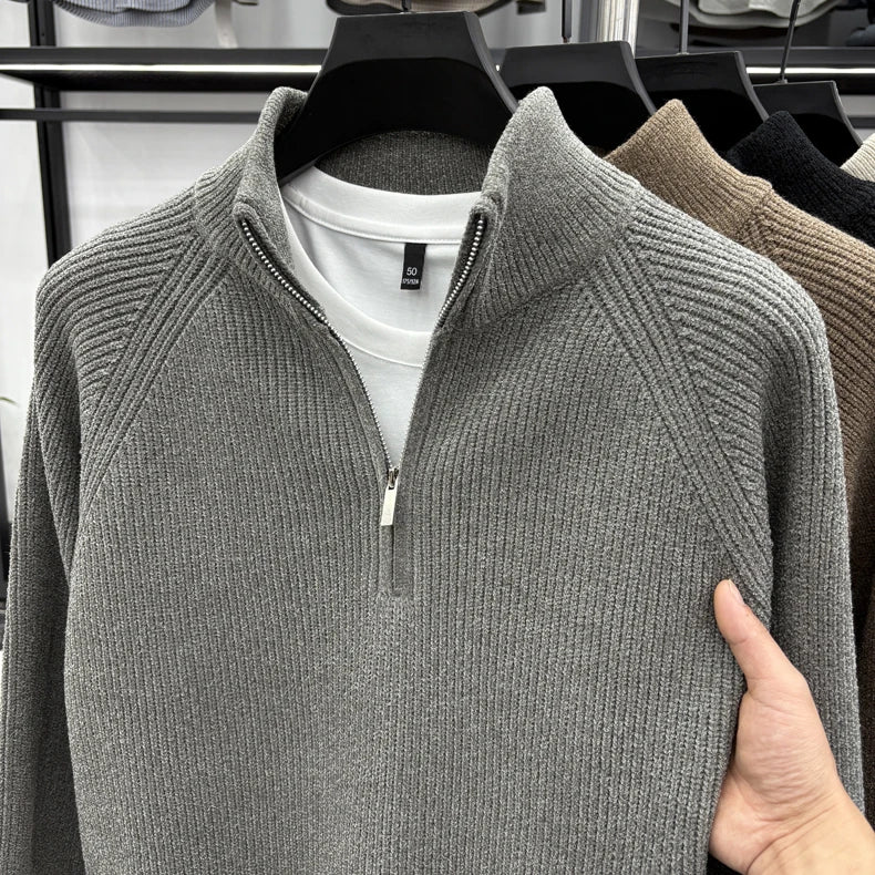 Men's Sweater Half Zipper Winter Thick Korean Edition Casual Loose Stand Up Collar Undercover