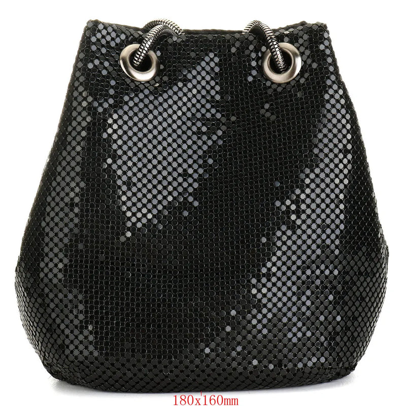 Fashion Evening Party Clutch Bucket Bags for Women 2024 Trend Chain Shoulder Messenger Bag Sliver Gold Handbags Female Clutches