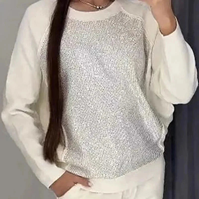 Fashion Diamonds Patchwork Women's Suits Sport Drawstring Hooded Sweatshirt and Long Pants Sets 2025 Vestidos Leisure Sportswear