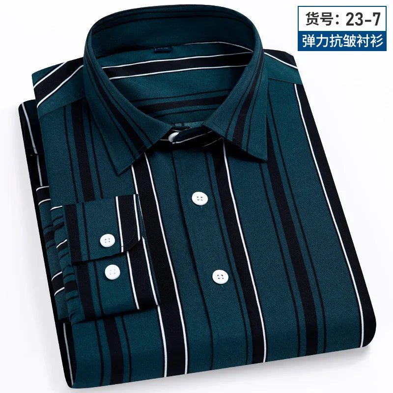 Camisa Social Masculina Listrada Manga Longa – Estilo Business Casual Elegante