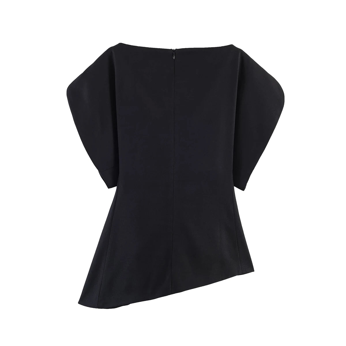 SLTNX Women's Elegant Vintage Short Puff Sleeve O-Neck Asymmetrical Hem Blouse - 2026 Spring Summer Y2K Streetwear Top