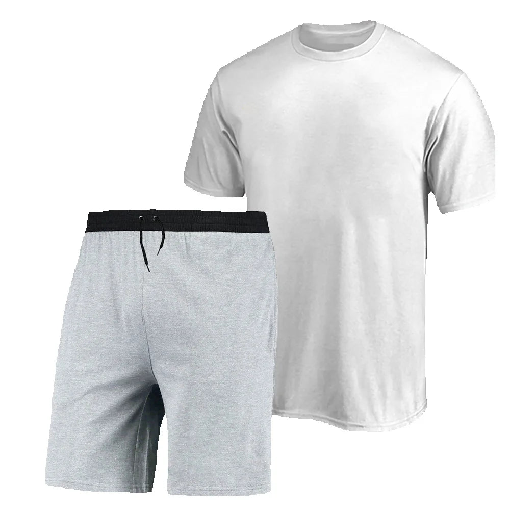 Kit Camiseta e Bermuda Moletinho Masculina Básica Lisa Branca do P ao G1/EXG