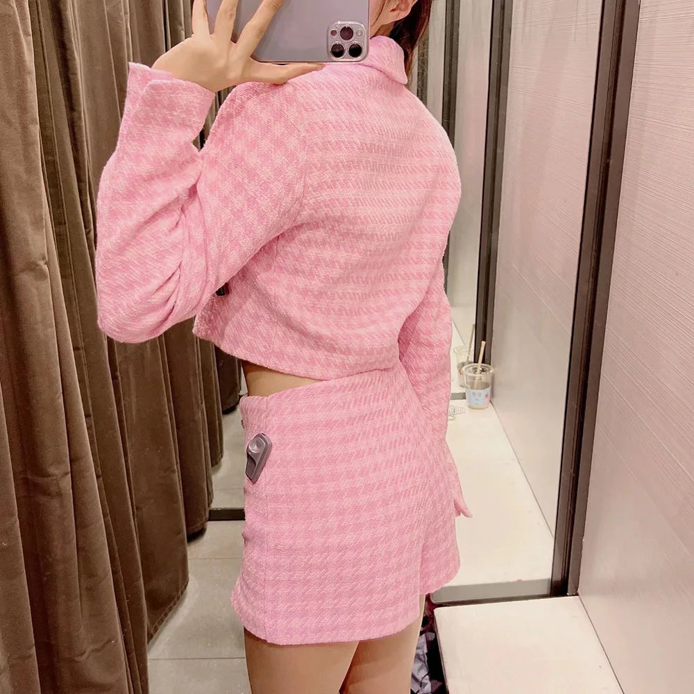 Conjunto de 2 peças de tweed Klacwaya, blazer chique, terno feminino, shorts, terno com shorts para mulheres, ternos femininos