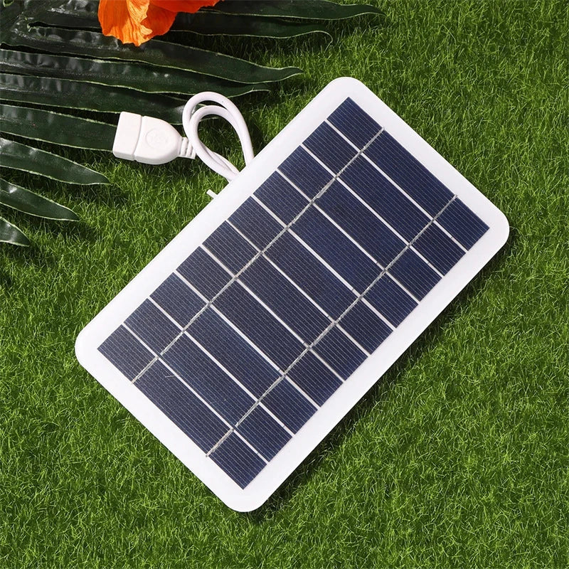 Painel solar de 2 W e 5 W com USB à prova d'água para caminhadas ao ar livre e acampamento, bateria portátil, carregador de celular, painel de carregamento de 5 V
