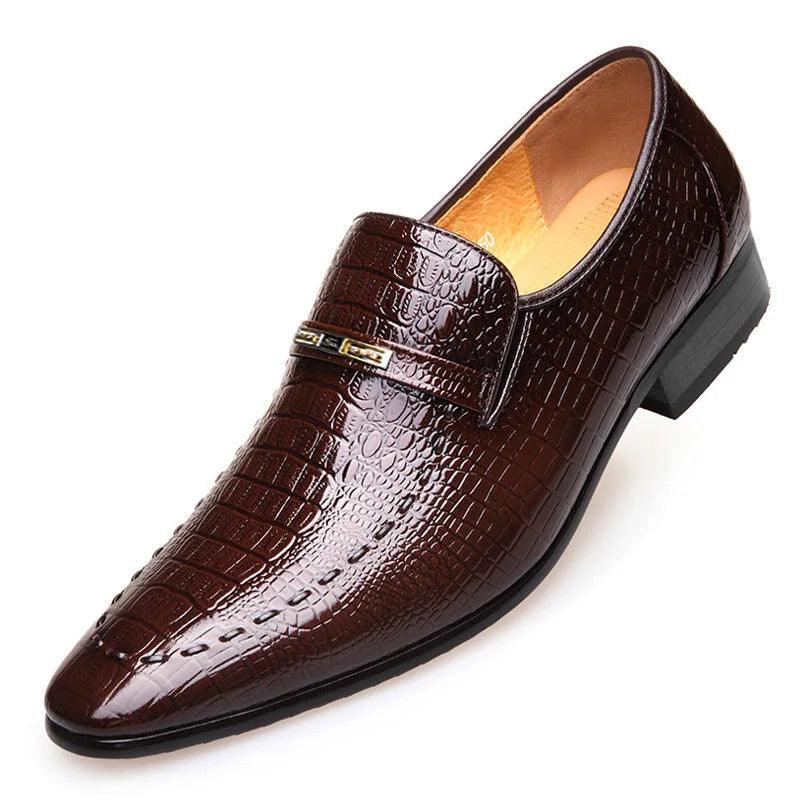 Mens PU Luxury Crocodile Pattern Men Business Dress Shoes Leather Casual Social Shoe Male Wedding Footwear Zapatos Hombre - CRAVO ROSE