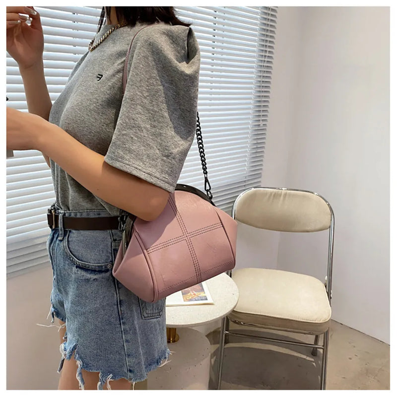 Fashion Chain Design Ladies Shoulder Bag High Quality PU Leather Women Messenger Bags Solid Color Designer Women's Wallet Bolsos