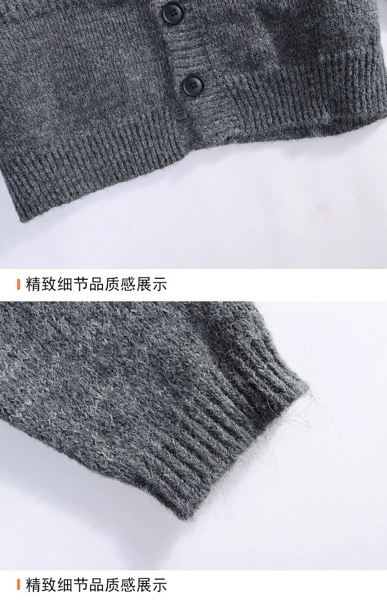 Men's Hooded Knit Cardigan Button Front Loose Fit Autumn Casual Fashion Warm Comfortable Lazy Style Sweater Outerwear