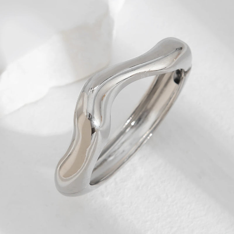 Ingemark Punk Hip Hop Irregular Metal Chunky Bangles for Women Vintage Fashion Gold Color Wave Spring Bracelets Men Jewelry Gift