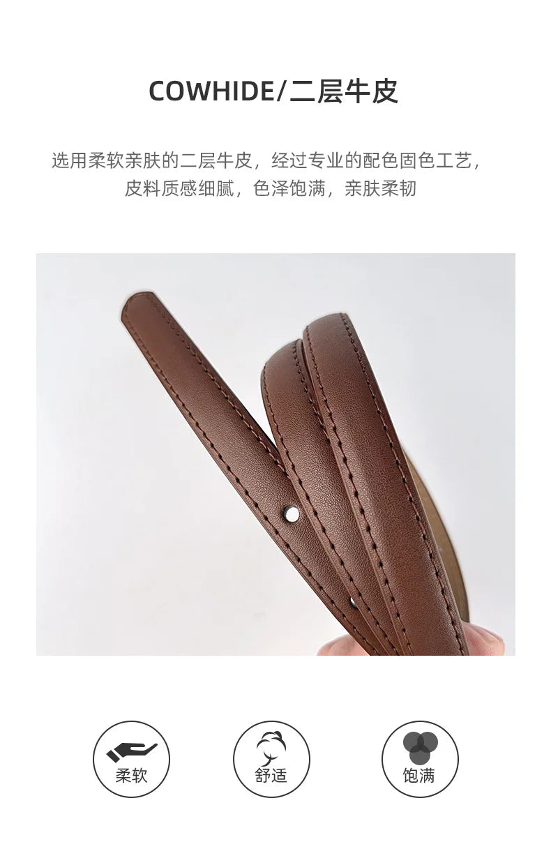 Korea Women Genuine Leather Knotted Thin Waist Belt Fashion Geometric Butterfly Gold Buckle Adjustable Corset Belt For Women
