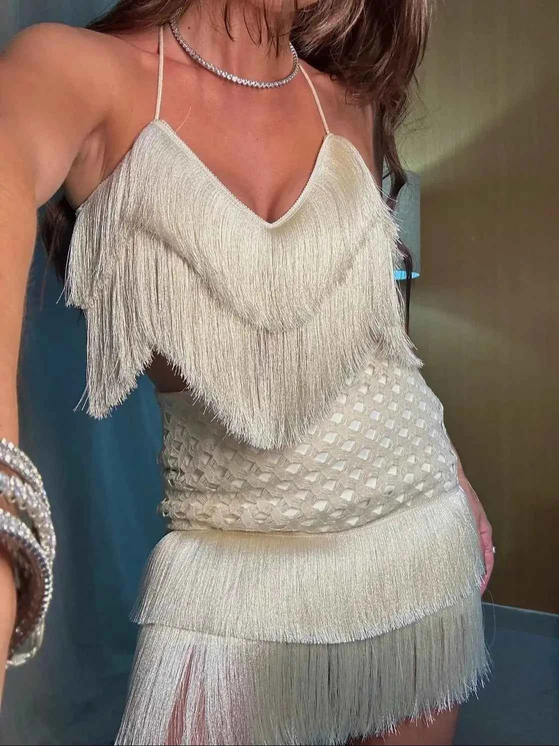 Tassel Skirt Suit Two Piece Skirt Swimwear Swimsuits Women Bathing Suits Swimwear Summer High Leg Beachwear  Female