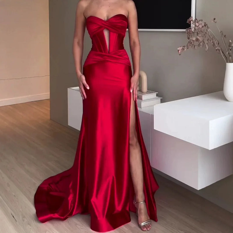 Elegant Long-Sleeve Wrap Chest One-Collar High-End Dress For European And American Occasions Wedding Party Gowns Bridesmaid Dres