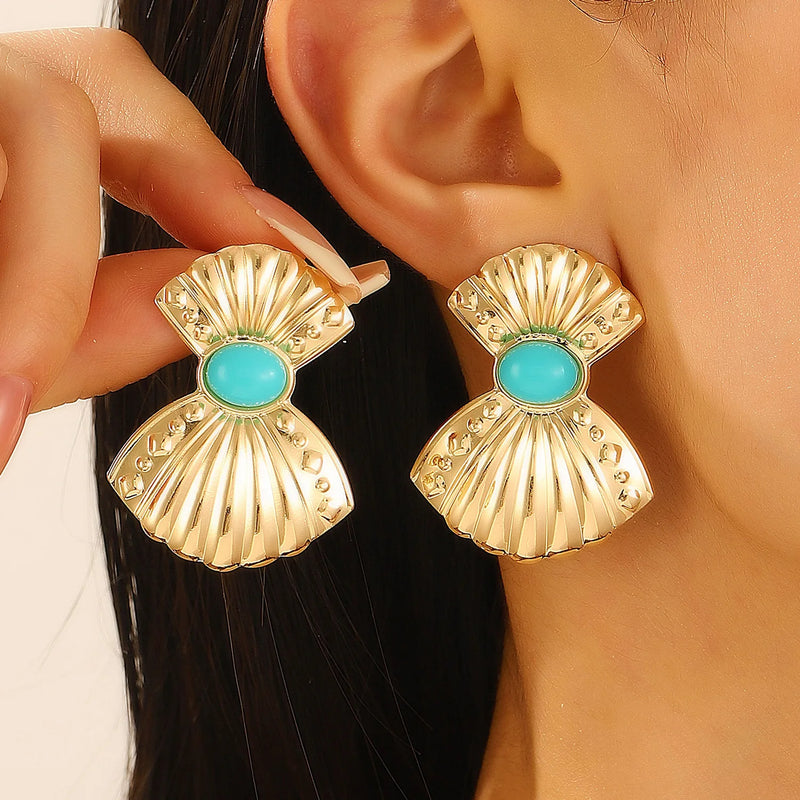 Vintage Gold Color Comma Tear Drop Earrings For Women Metal Earing Jewelry 2024 Trending New Women's Water Drop Flower Earrings