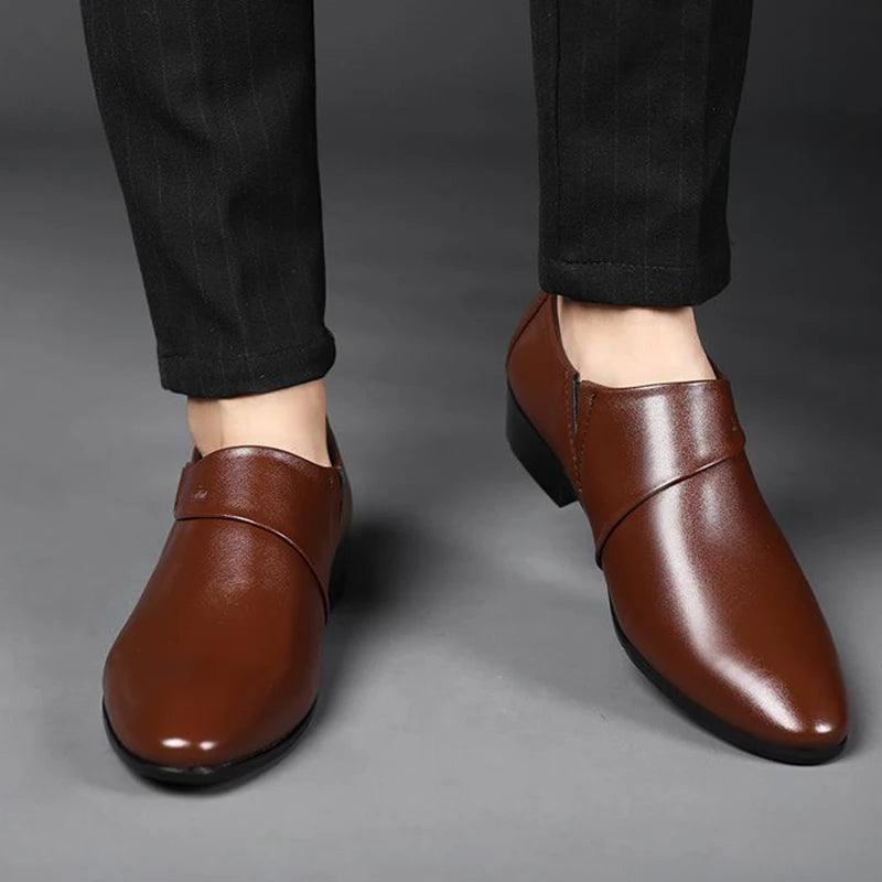 Luxury Men Leather Shoes Formal Dress Shoes for Male Plus Size Party Wedding Office Work Shoes Slip on Business Casual Oxfords - CRAVO ROSE