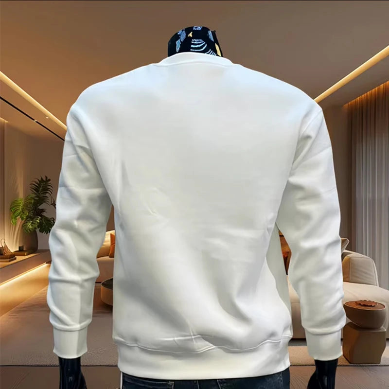 Moletom com capuz gola redonda da moda italiana casual diário, quente, manga comprida, suéter masculino de alta qualidade, tendência urbana