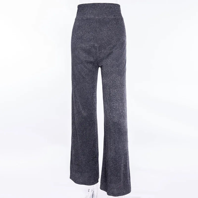 Fashion Elegant High Waist Pants Women's 2024 Spring Drape Straight Sequins Clubwear Trousers Y2k Aesthetics Vintage Streetwear