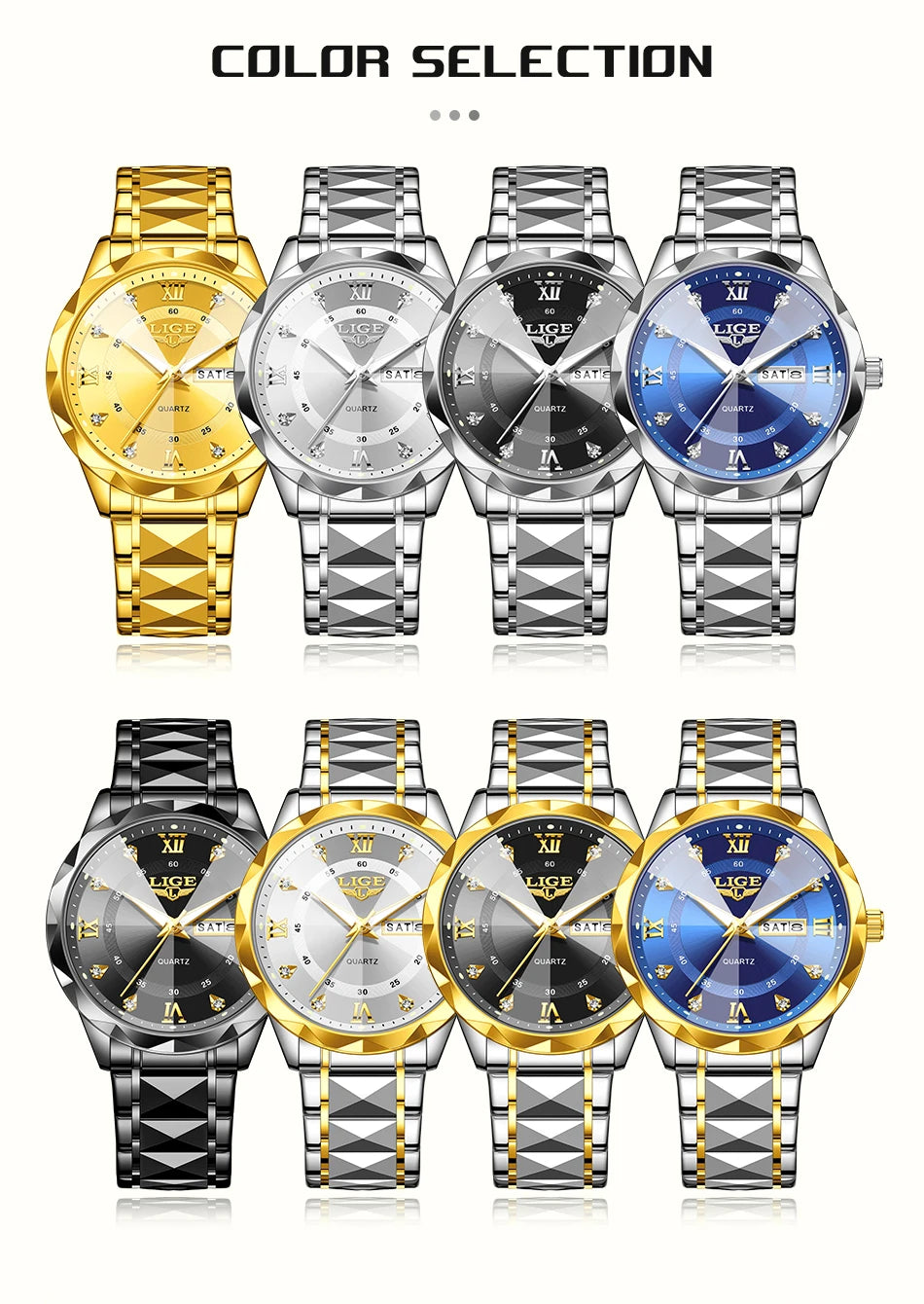 New LIGE Top Brand Luxury Man Wristwatch Waterproof Luminous Date Week Men Watches Stainless Steel Quartz Men's Watch Male reloj
