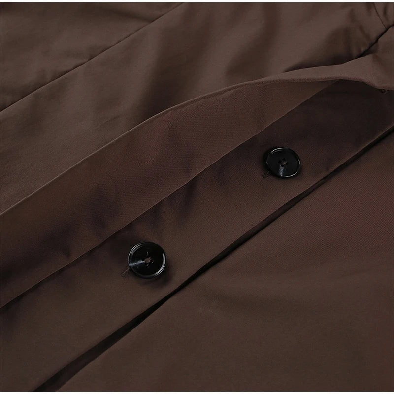 Fashion Stand Collar Belted Waist Short Jacket For Women Casual Puff Sleeve Wide Shoulder Coat Lady 2026 Chic Street Outerwear