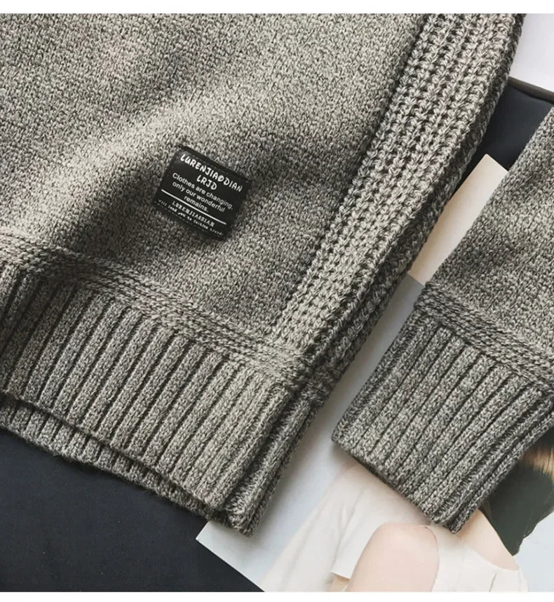Men's Harajuku Pullover Sweater Patch Designs Knitted Sweatshirt Hip Hop Round Neck Pure Colour Causal Pullovers Men's Clothing