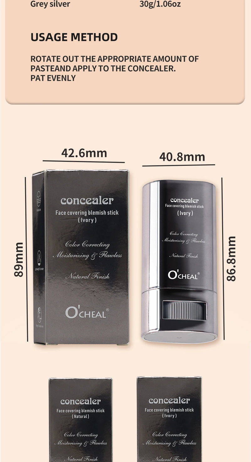 Ocheal Base Facial Contorno em Bastão Longa Duração Leve Iluminador em Bastão Corretivo Facial Contorno de Imperfeições Maquiagem de Beleza