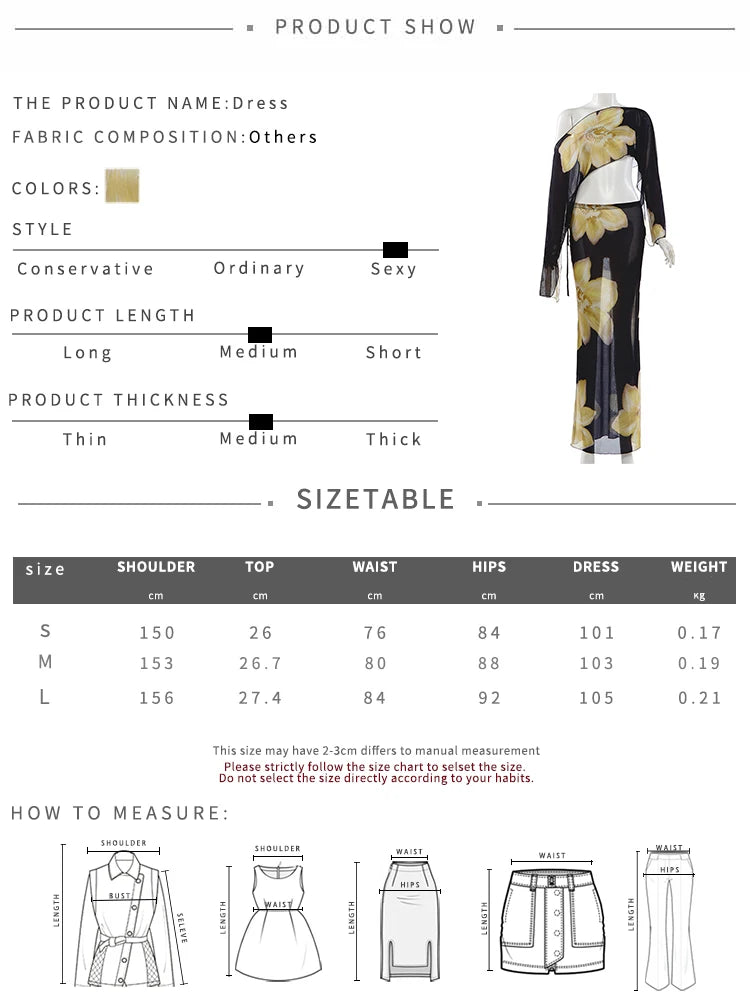 Kliou Floral Print 2 Piece Set Woman Skew Collar Full Sleeve Navel Exposed Tops+Elastic Waist Long Skirts Vacation Elegant Suits