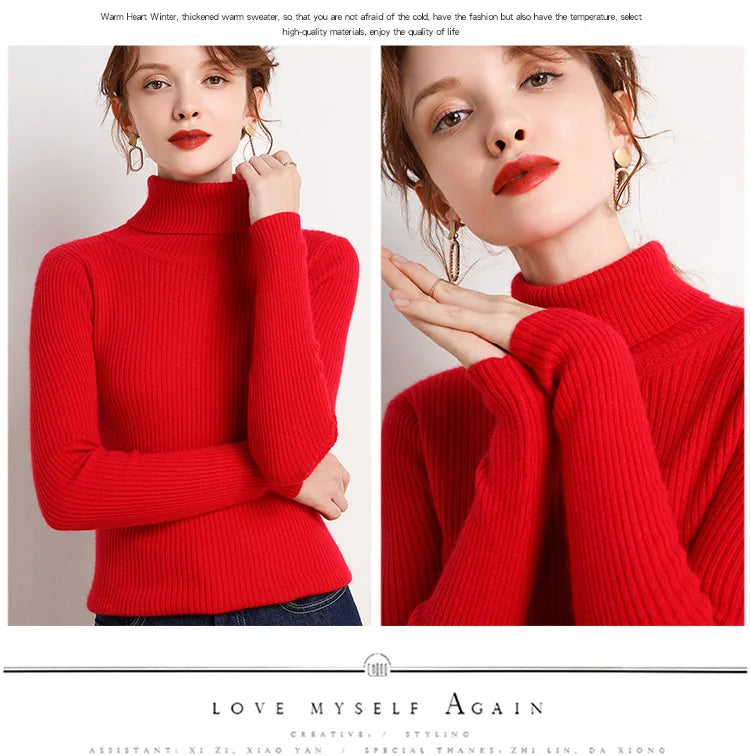 Heliar Women Fall Turtleneck Sweater Knitted Soft Pullovers Cashmere Jumpers Basic Soft Sweaters For Women 2026 Autumn Winter