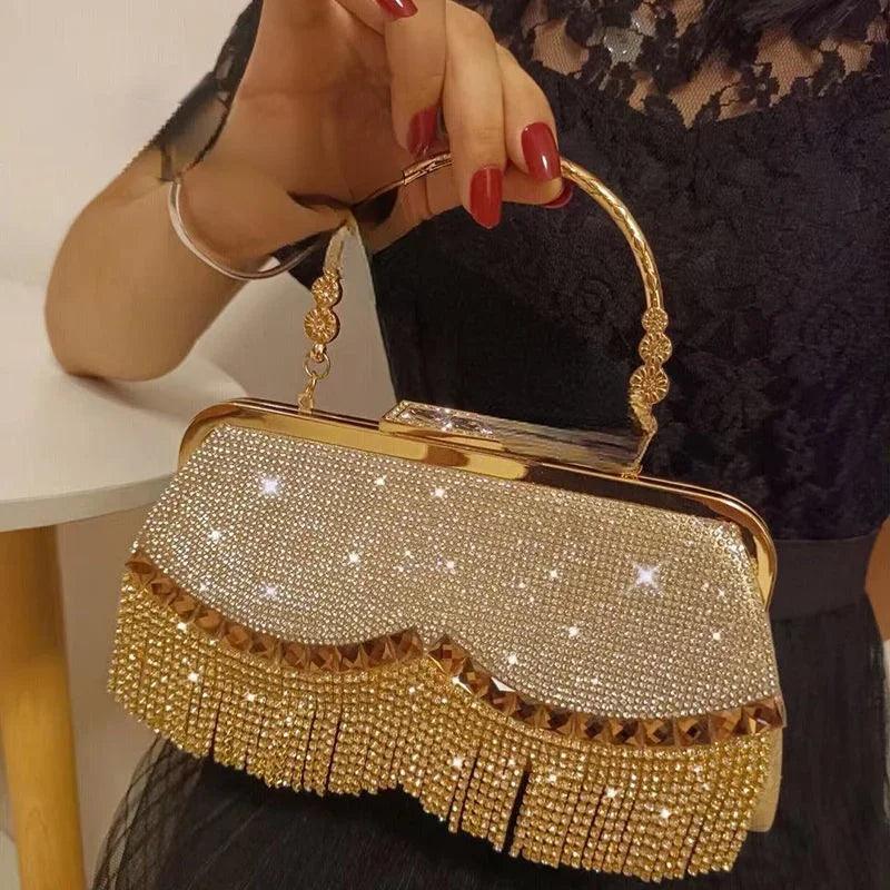 Women Banquet Handbags New Diamond-Studded Tassel Evening Bags Femme Wedding Purse Dress Beaded Party Clutch - CRAVO ROSE